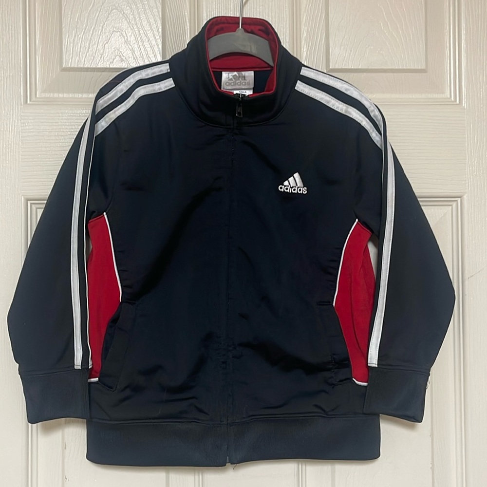 Adidas size 3T jacket. Black/ white/ red. Used but really good condition